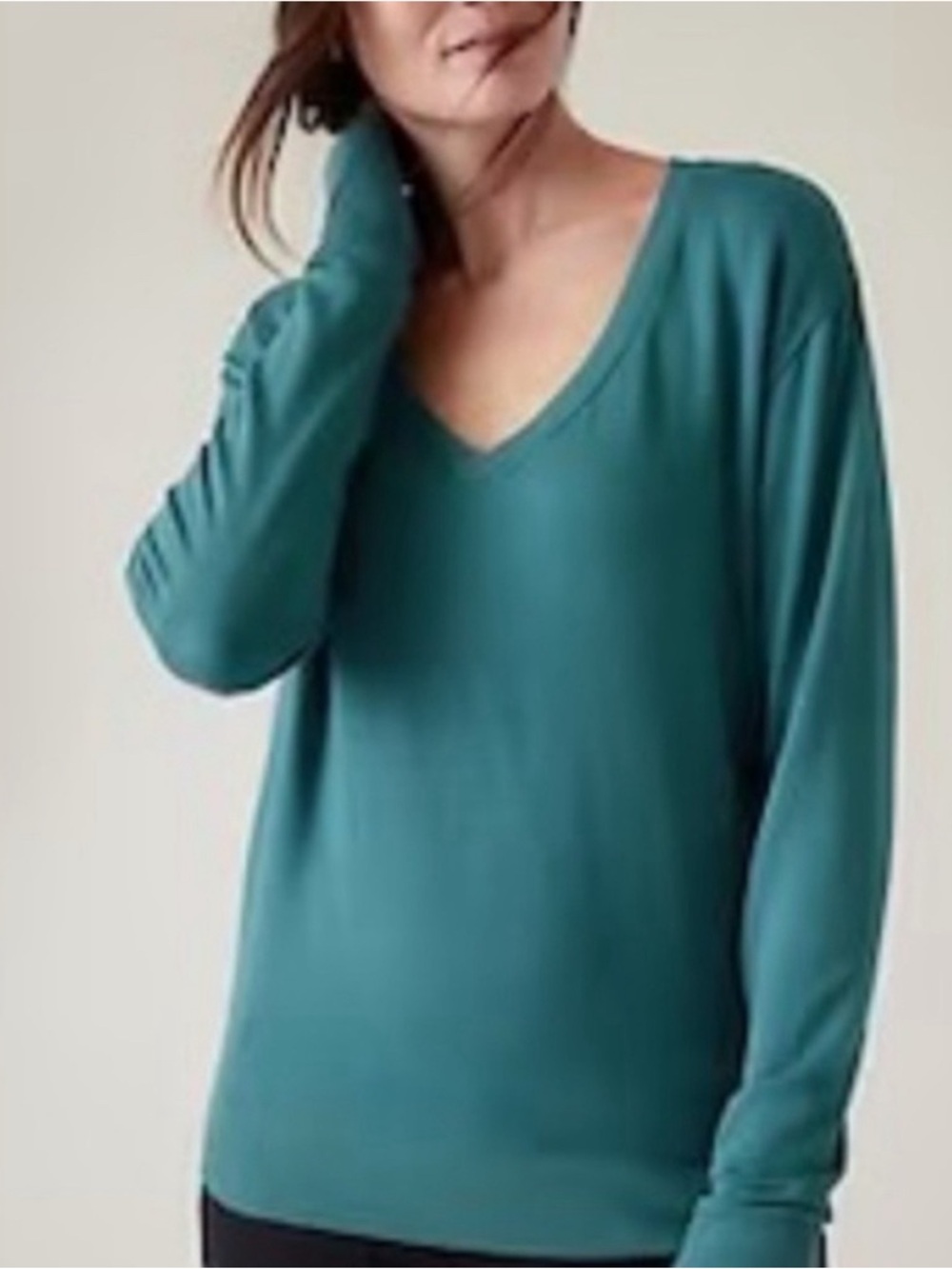 Athleta Teal V-Neck Lightweight Long Sleeve Top Size xs